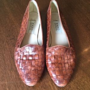 Vintage Loafer Leather Woven Slip on Sz.10
